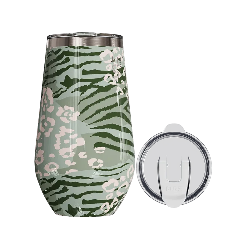 Halfsies Wine 16oz Patterns – Sage Animal Print
