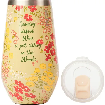 Halfsies Wine 16oz Sassy – Camping without wine is just sitting in the woods