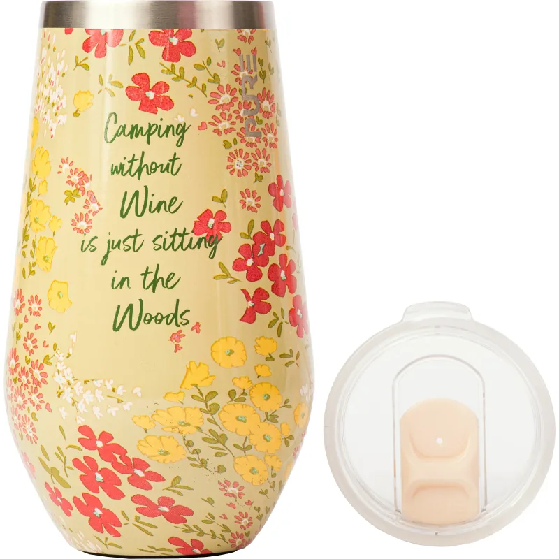 Halfsies Wine 16oz Sassy – Camping without wine is just sitting in the woods