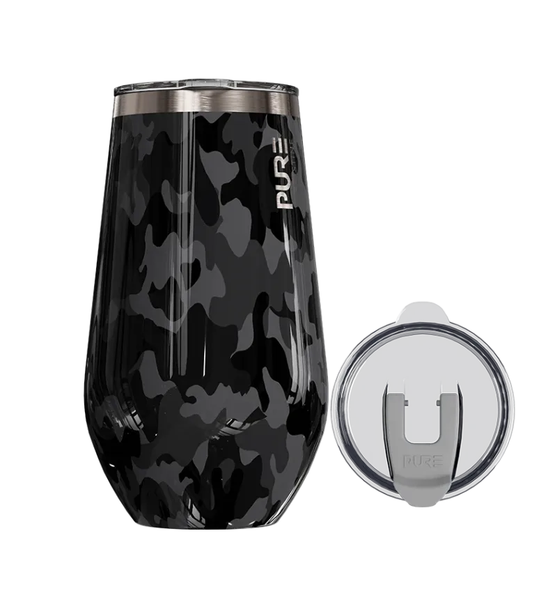 Halfsies Wine 16oz Patterns – Black Camo