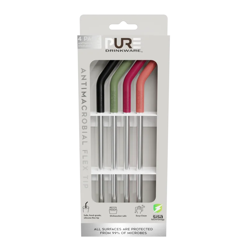 "CleanSip" 4Pk Antimicrobial Straws